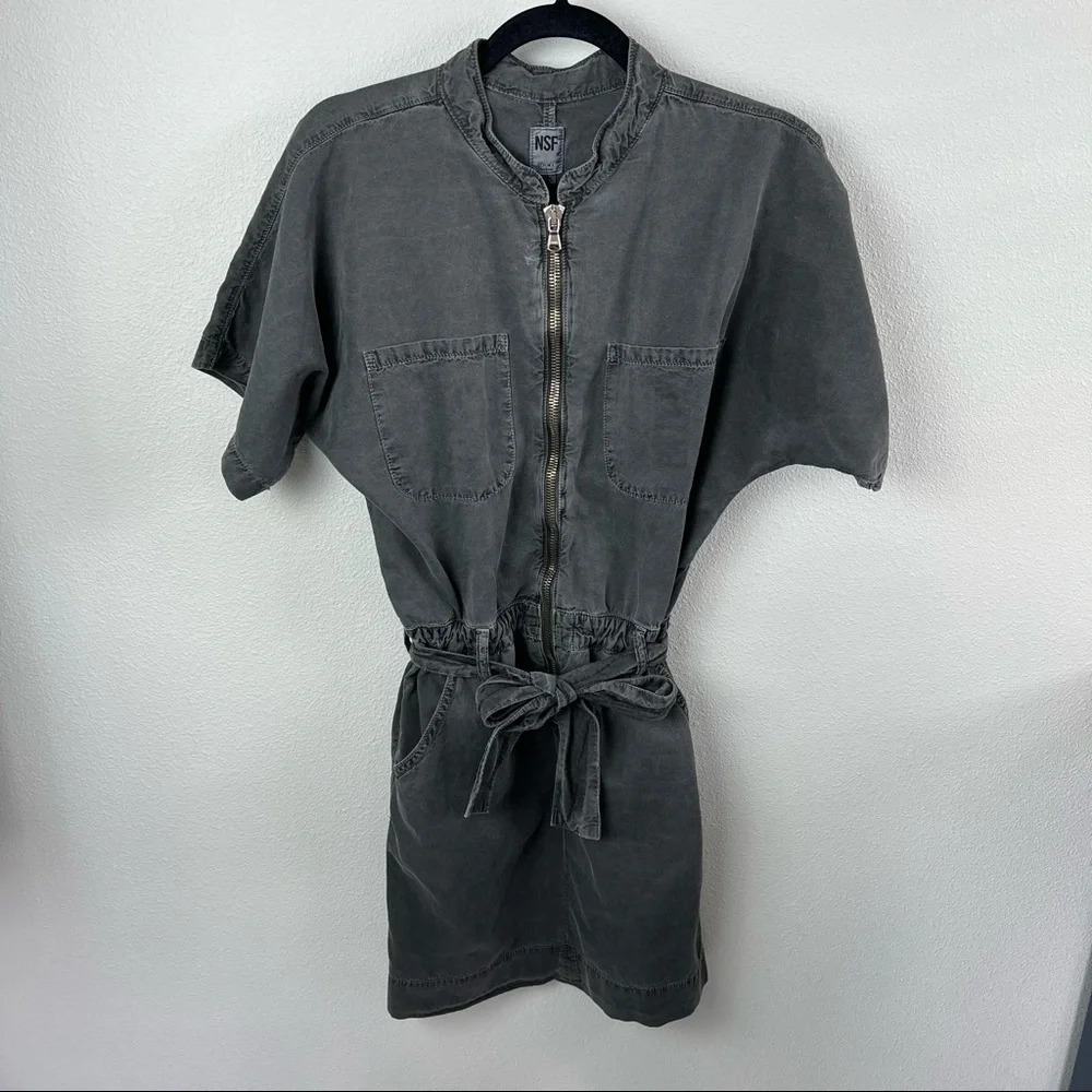 NSF Polly Zip Dress Cotton Pigment Black Denim Casual Women’s Streetwear 0 - Picture 3 of 13